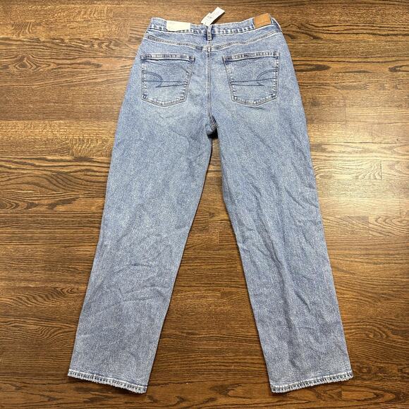 American Eagle Curvy 90s Straight Jeans Womens 14 Light Wash High Rise Denim - Picture 9 of 10